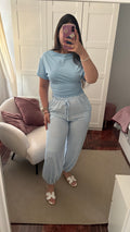 Pantalón vichy celeste