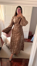 Vestido Brocado Marrón